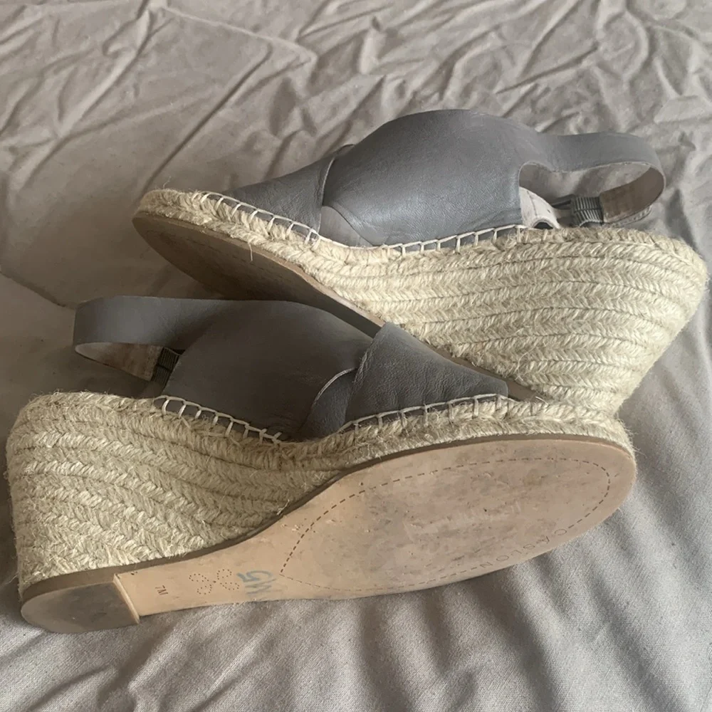 Caslon Gray Leather Crisscross Espadrille Slingbacks